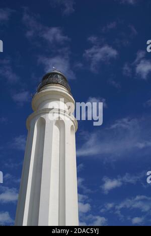 Trafalgar lighthouse over blue sky in Barbate, Cadiz. Andalusia, Spain Stock Photo