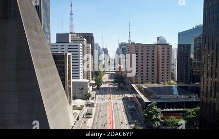 Aerial view of Avenida Paulista (Paulista avenue) in Sao Paulo city, Brazil Stock Photo