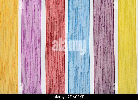 Set of six different color satin ribbons, isolated on white. Various colors ribbon bobbins close up. Stock Photo