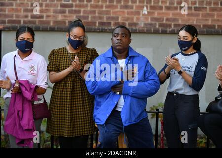 Tracy Morgan delivers remarks at the opening of the Marcy Houses Community Center on November 6, 2020 in Brooklyn, New York. Stock Photo