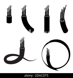 Coaxial Digital Cable Logo Set Isolated on White Background Stock Vector