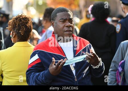 Tracy Morgan delivers remarks at the opening of the Marcy Houses Community Center on November 6, 2020 in Brooklyn, New York. Stock Photo