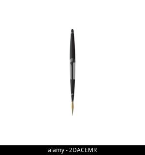 Fountain pen in red and gold color body with drawing line on paper in white background Stock Vector