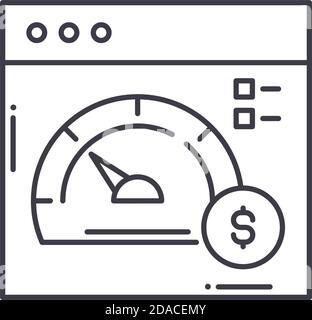 Bandwidth icon, linear isolated illustration, thin line vector, web design sign, outline concept symbol with editable stroke on white background. Stock Vector