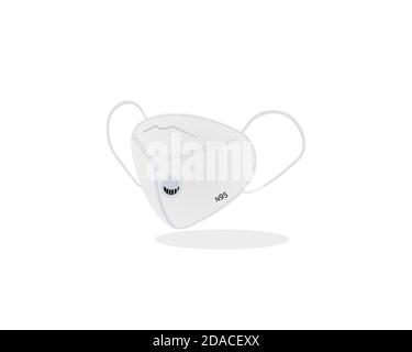 White-grey mask with a little shadow in white background Stock Vector