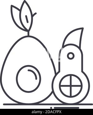 Avocado slicer icon, linear isolated illustration, thin line vector, web design sign, outline concept symbol with editable stroke on white background. Stock Vector