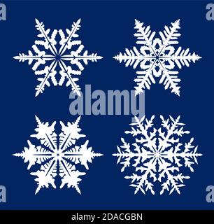 Set white Snowflakes on blue background. Stock Vector