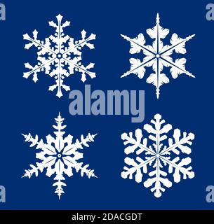 Set white Snowflakes on blue background. Stock Vector