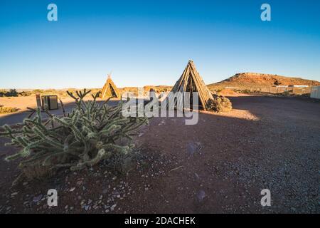 Indian tent in West Rim, Grand Canyon, Arizona, USA one sunny morning Stock Photo