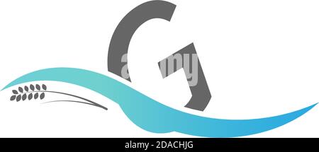 Icon logo letter G  drop into the water illustration Stock Vector