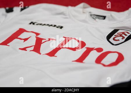 FxPro on front of a white Kappa Fulham FC Football Shirt Photo - Alamy
