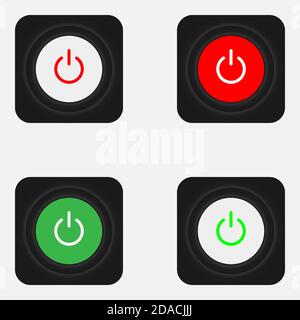 The Off buttons are enclosed in red, The On buttons are enclosed Stock Vector