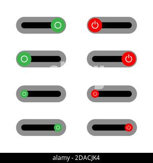 The Off buttons are enclosed in red, The On buttons are enclosed Stock Vector