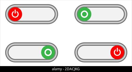 The Off buttons are enclosed in red, The On buttons are enclosed Stock Vector