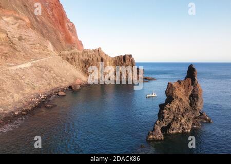 Natural Volcanic stone arch, Roque de Bonanza in El Hierro island, Canary Islands, Spain. High quality photo Stock Photo