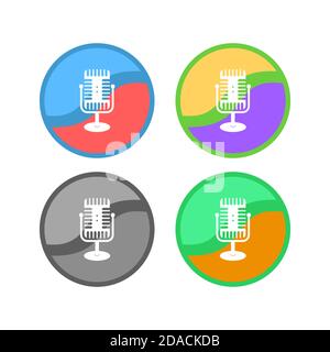 Retro Microphone Icon Set Isolated on White Background Stock Vector