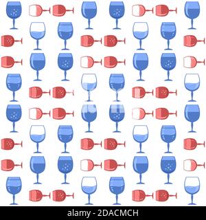 Glass of Wine Seamless Pattern. Wineglass Symbol. Glassware Concept. Liqueur Cup. Glassware Silhouettes. Drink Icon Stock Vector