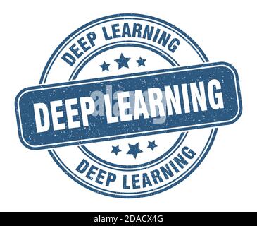 deep learning stamp. deep learning sign. round grunge label Stock Vector