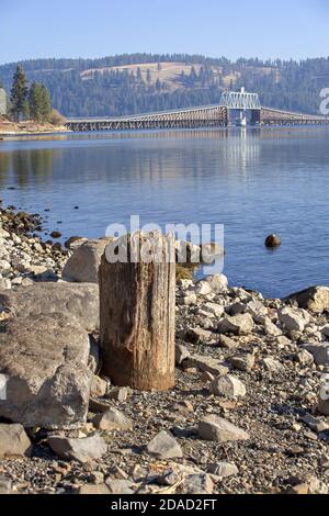 Along the rocky beach by Chatcolet Lake  at Heyburn State Park in Idaho. Stock Photo