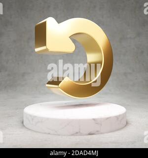 Undo icon Gold glossy Undo symbol isolated on violet velvet background Undo icon Gold glossy Undo symbol isolated on violet velvet background