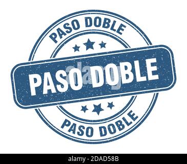 paso doble stamp. paso doble sign. round grunge label Stock Vector