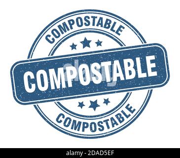 compostable stamp. compostable sign. round grunge label Stock Vector