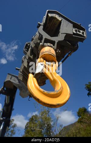 detail of a hook on the crane Stock Photo