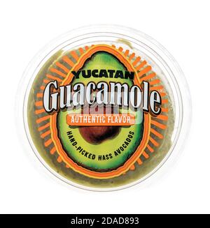 Winneconne, WI - 22 October 2020:  A package of Yucatan quacamole on an isolated background. Stock Photo