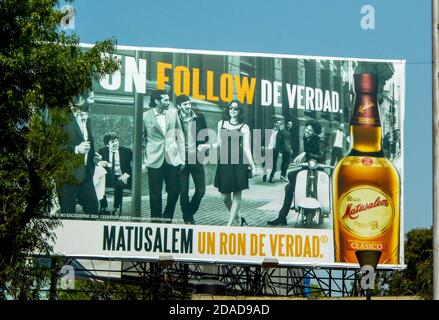 Billboard Poster for Matusalem Rum in Mexico City, Mexico based on the iconic photo An American Girl in Italy, 1951 by Ruth Orkin Stock Photo