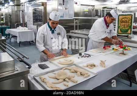 Chefs working in Cruise Ship Galley Stock Photo