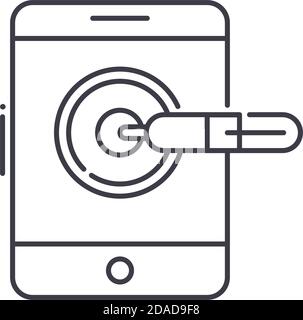 Tablet concept icon, linear isolated illustration, thin line vector, web design sign, outline concept symbol with editable stroke on white background. Stock Vector