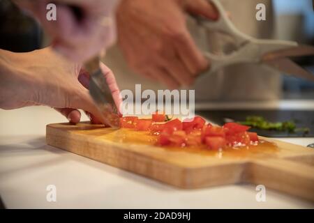 Man and Woman Cooking Stock Photo