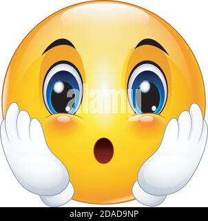 Vector illustration of Cute cartoon emoticon astonished Stock Vector