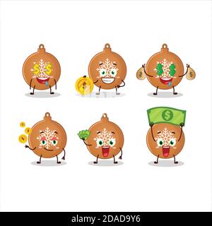 christmas ball cookies cartoon character with cute emoticon bring money Stock Vector