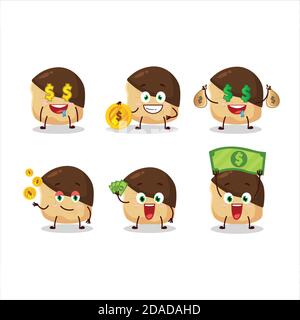 Chocolate slime cookies cartoon character with cute emoticon bring money Stock Vector