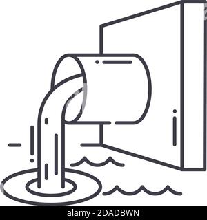Sewage pipe icon, linear isolated illustration, thin line vector, web design sign, outline concept symbol with editable stroke on white background. Stock Vector