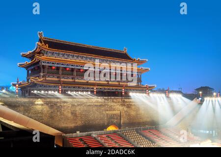 Yongning Gate Arrow Tower, Ming Dynasty City Wall, Xi'an, China. Translation:'Yongning Gate' Stock Photo