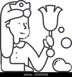 Servant outline vector icon. Thin line black servant icon, flat vector ...