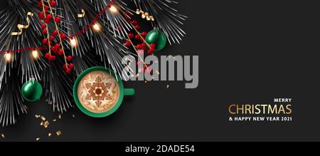 Christmas and New Year realistic banner Stock Vector