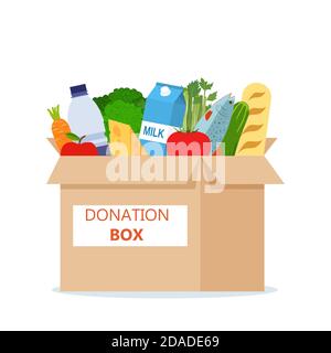 Cardboard box full of food. Stock Vector