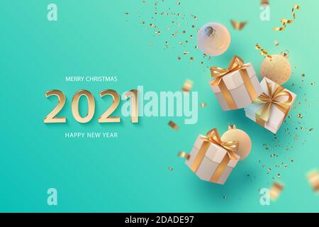 Merry Christmas and Happy New Year banner Stock Vector