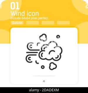wind lines icon with outline style isolated on white background from weather collection. Vector illustration thin line wind lines icon for web design Stock Vector