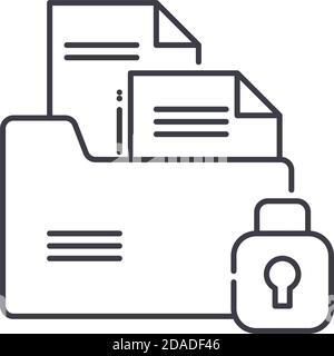 Secure documents icon, linear isolated illustration, thin line vector, web design sign, outline concept symbol with editable stroke on white Stock Vector