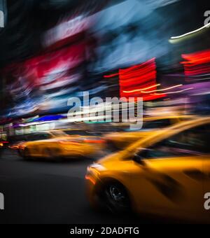 Artistic blur of neon in Times Square New York City NY New York State ...