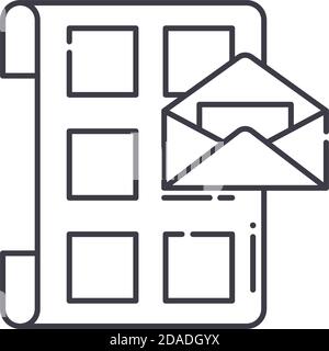 Mail shedule icon, linear isolated illustration, thin line vector, web design sign, outline concept symbol with editable stroke on white background. Stock Vector
