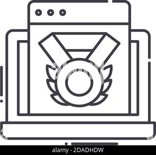 Search engine optimization excellence icon, linear isolated illustration, thin line vector, web design sign, outline concept symbol with editable Stock Vector