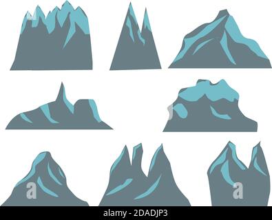 Mountain flat icons shape set,  collection design Stock Vector