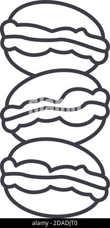 Macarons icon, linear isolated illustration, thin line vector, web design sign, outline concept symbol with editable stroke on white background. Stock Vector