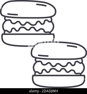 Macaron icon, linear isolated illustration, thin line vector, web design sign, outline concept symbol with editable stroke on white background. Stock Vector