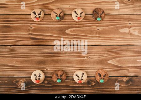 Gingerbread cookies on wooden surface. christmas cookies on BLM theme with copy space Stock Photo